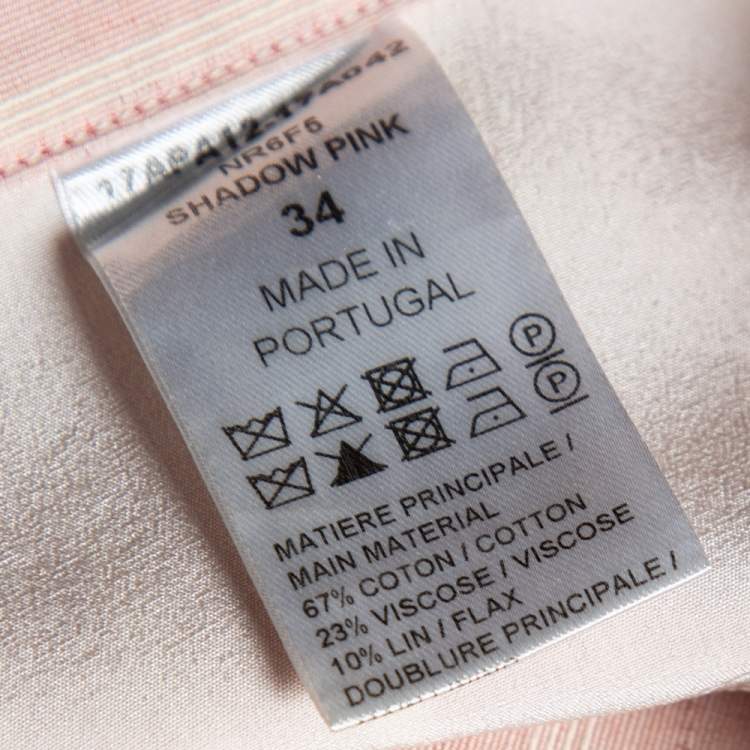 Pre Owned Chloe Light Pink Striped Pocketed Straight Leg Pants S