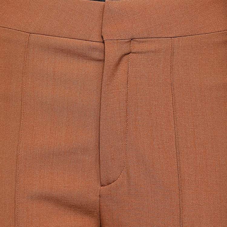 Pre Owned Chloe Brown Delight Wool Flared Leg Trousers M