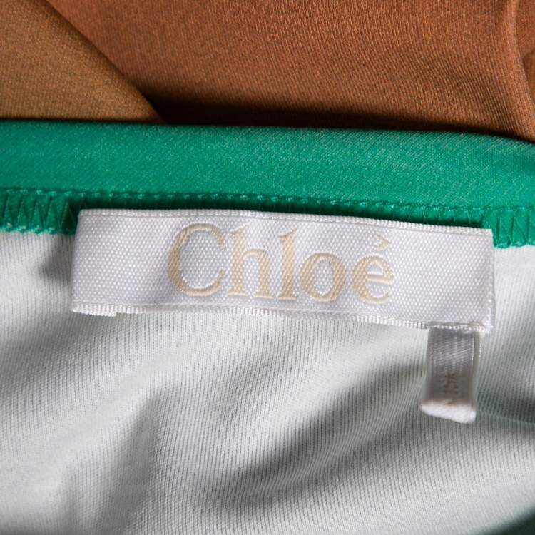 Pre Owned Chloe Orange & Green Ombre Cotton Logo Printed T-Shirt M