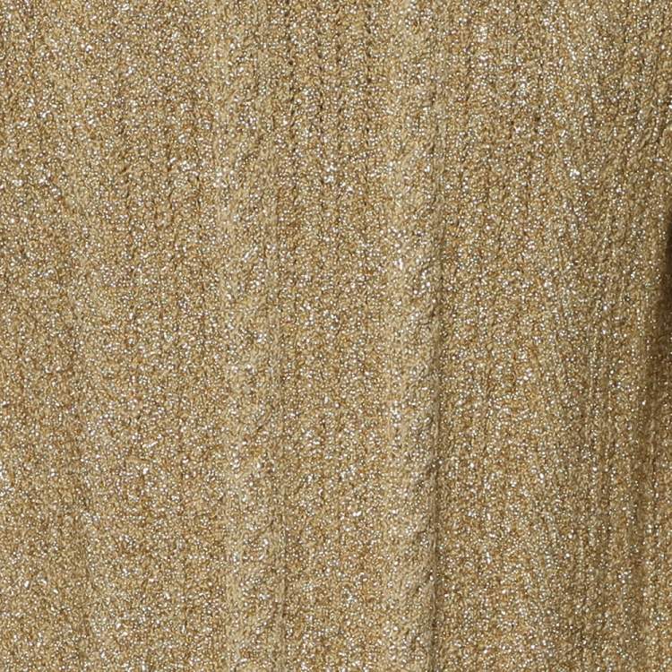 Pre Owned Chloe Gold Lurex Knit Open Front Shrug S
