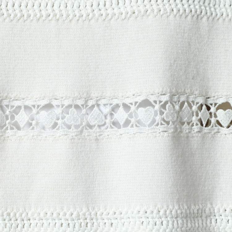 Pre Owned Chloe Cream Cashmere Knit & Lace Paneled Sweater L