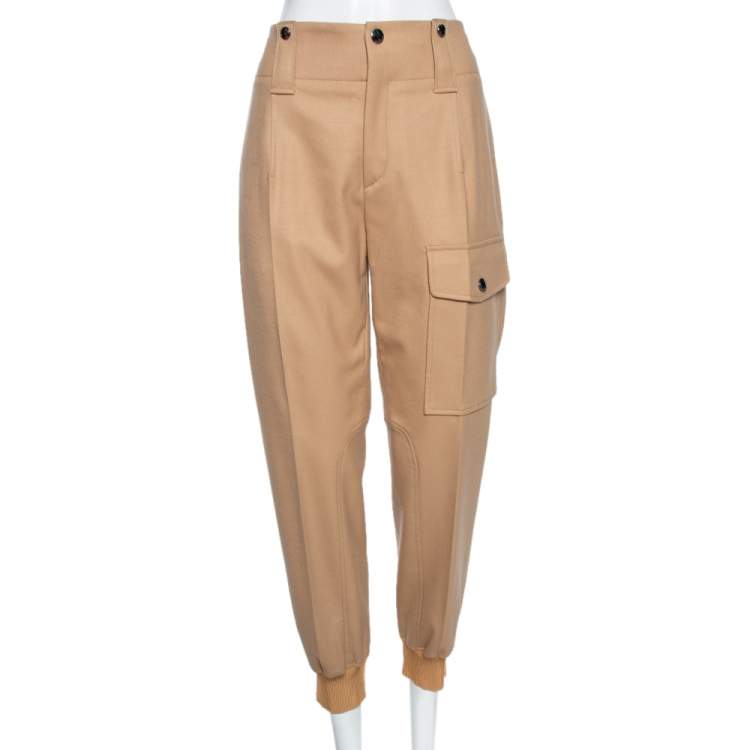 Pre Owned Chloe Beige Wool Patch Pocket Detail Pants M