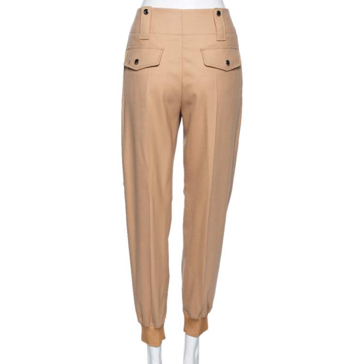 Pre Owned Chloe Beige Wool Patch Pocket Detail Pants M