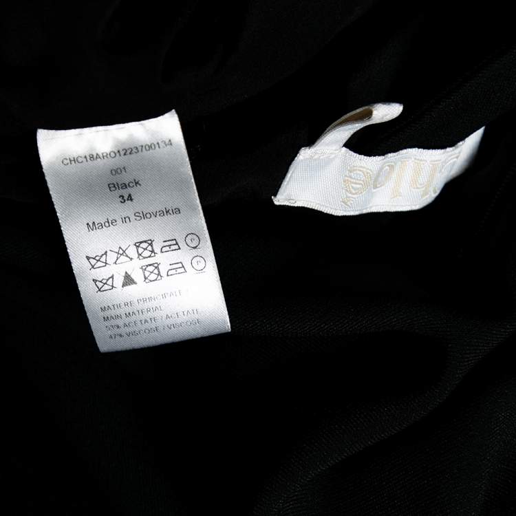 Pre Owned Chloe Black Crepe Scallop Detail Sleeveless Midi Dress S