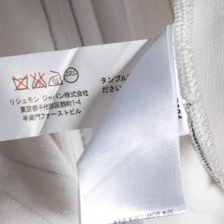 Pre Owned Chloe White Pinstriped Crepe Contrast Trimmed Shorts M
