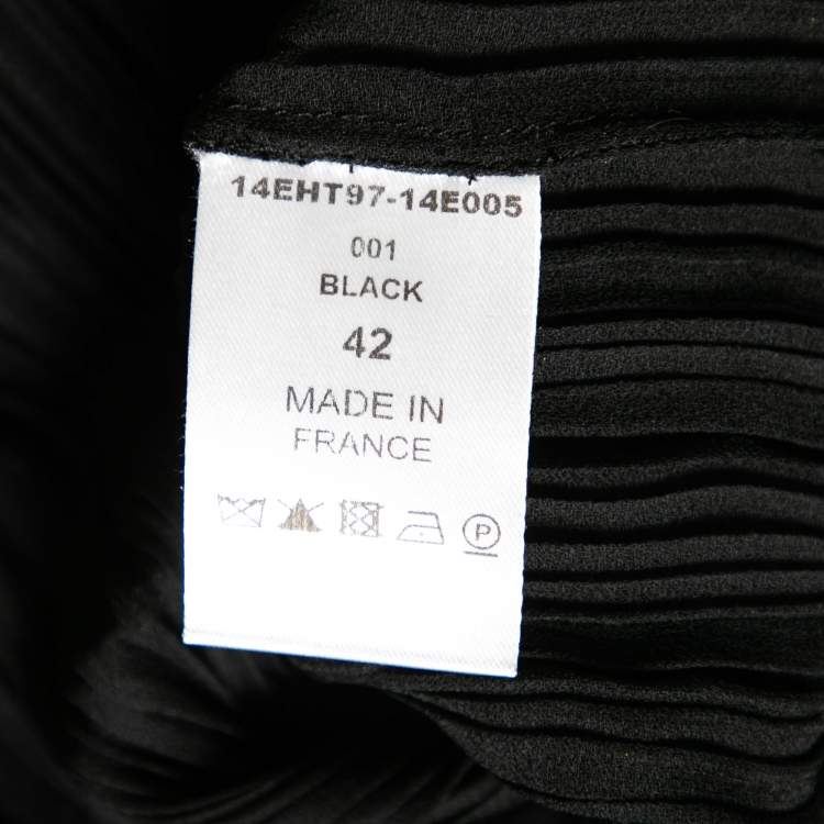 مملوكة مسبقًا Chloe Black Gathered Chiffon Button Front Long Blouse L
