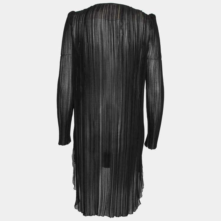 مملوكة مسبقًا Chloe Black Gathered Chiffon Button Front Long Blouse L