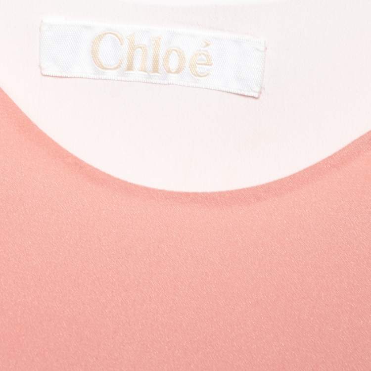 Pre Owned Chloe Peach Silk Sleeveless Top M