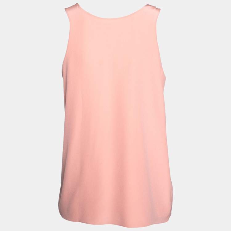 Pre Owned Chloe Peach Silk Sleeveless Top M