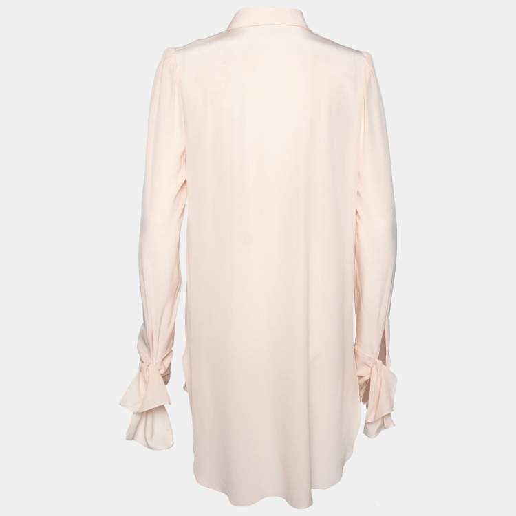 Pre Owned Chloe Pink Silk Asymmetric Cuff Detail Button Front Blouse M