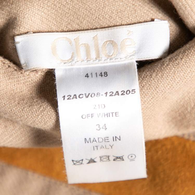 Pre Owned Chloe Off White Suede and Shearling Reversible Jacket S