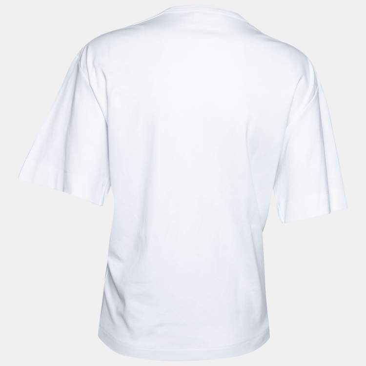 Pre Owned Chloe White Cotton Grace Print Crew Neck Top S