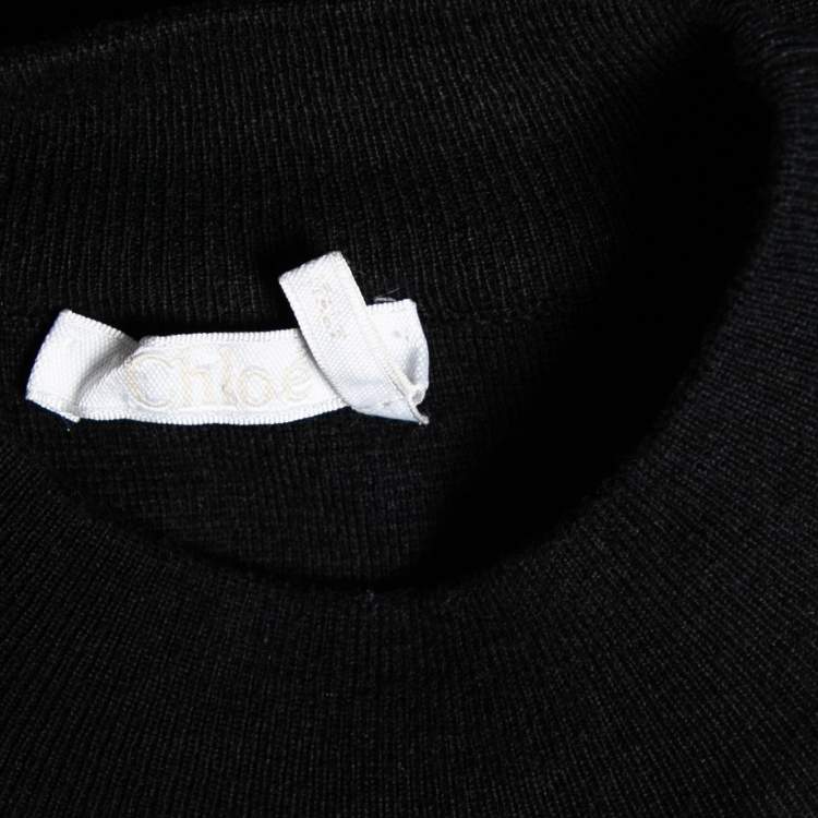 مملوكة مسبقًا Chloe Black and White Logo Knit Crew Neck Sweater M