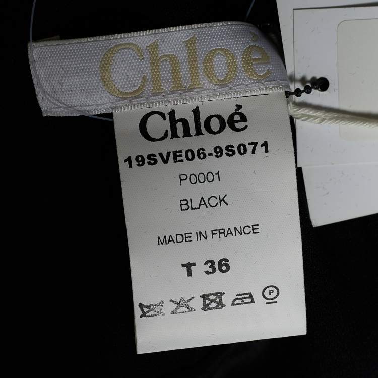 Pre Owned Chloe Black Crepe Wool Scalloped Crop Jacket S