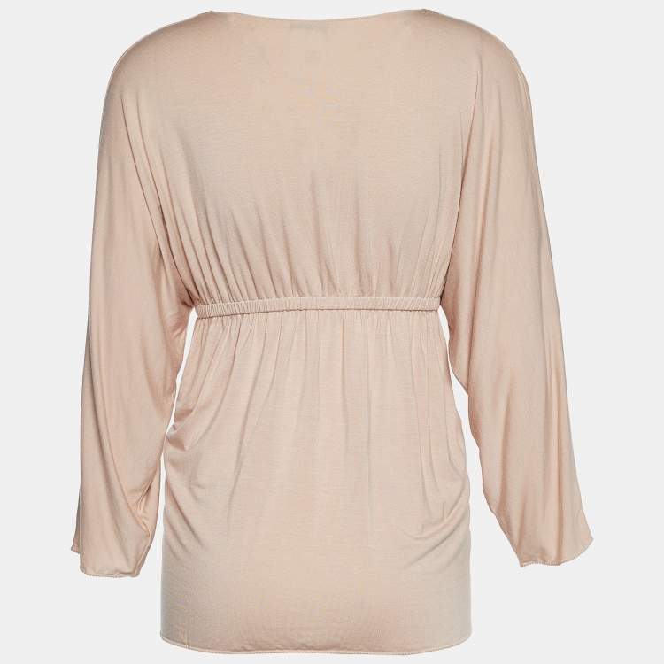 Pre Owned Chloe Blush Pink Jersey V-Neck Gathered Waist Top M