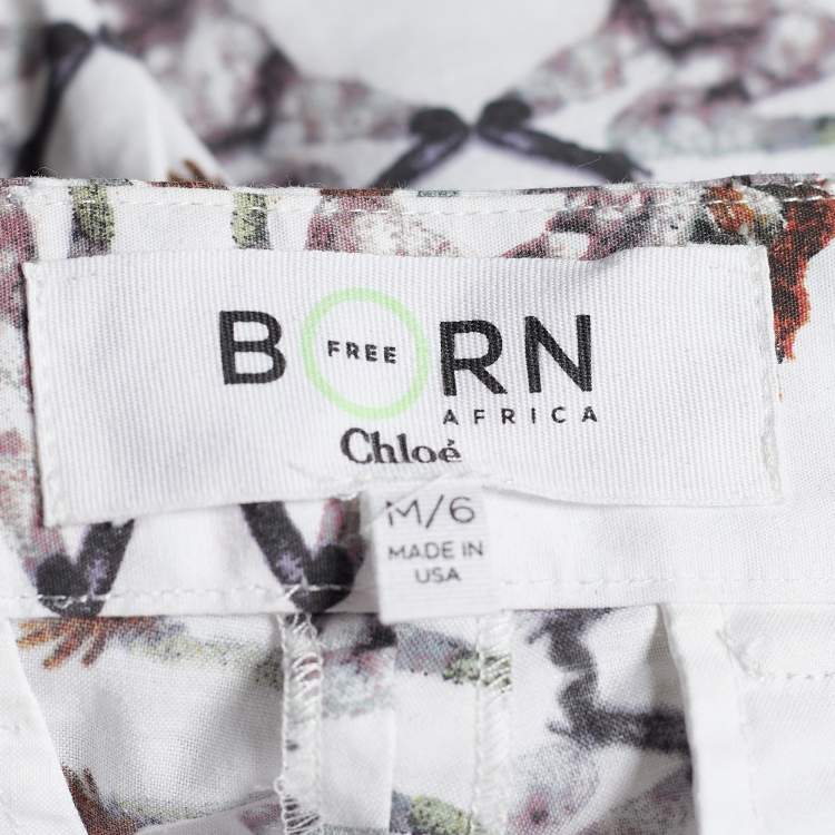 Pre Owned Chloe White Printed Cotton Shorts M