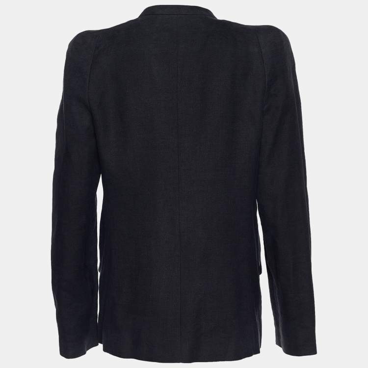Pre Owned Chloe Grey Linen Blend Crystal Embellished Collar Blazer L