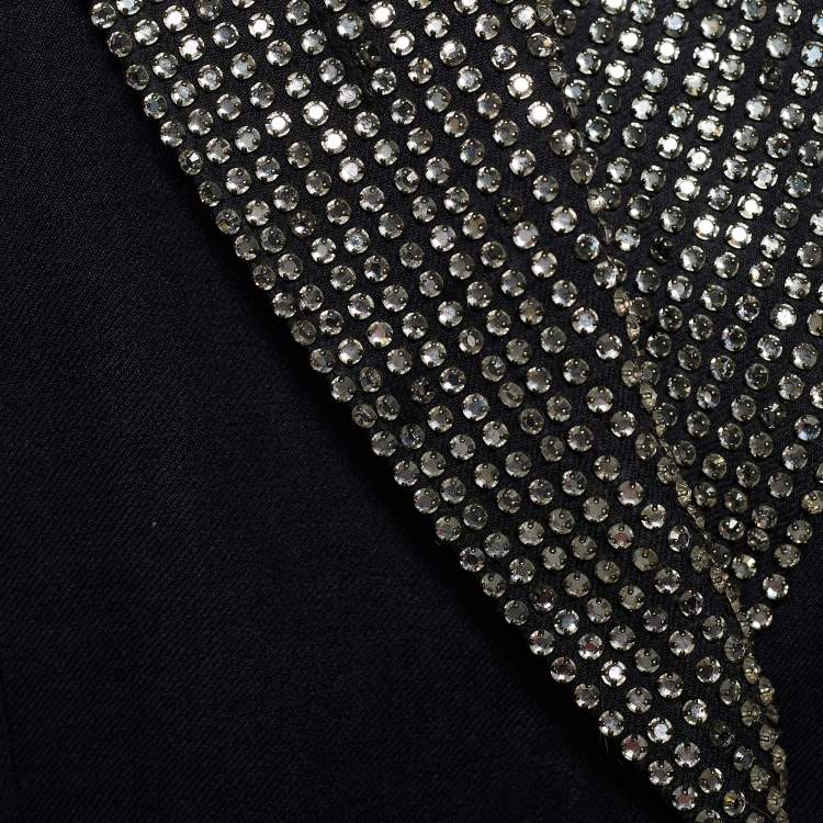 Pre Owned Chloe Grey Linen Blend Crystal Embellished Collar Blazer L