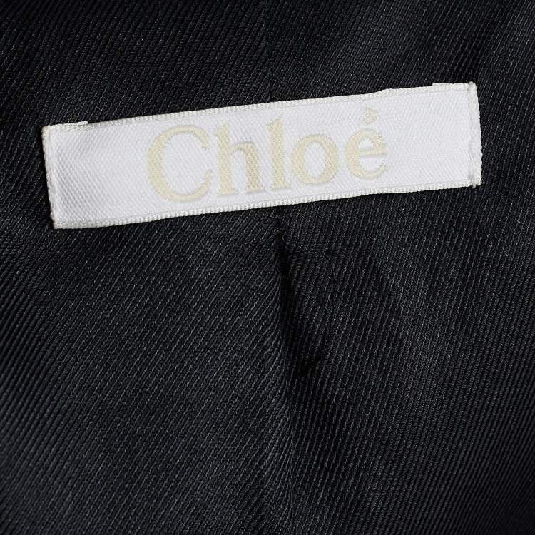 Pre Owned Chloe Grey Linen Blend Crystal Embellished Collar Blazer L