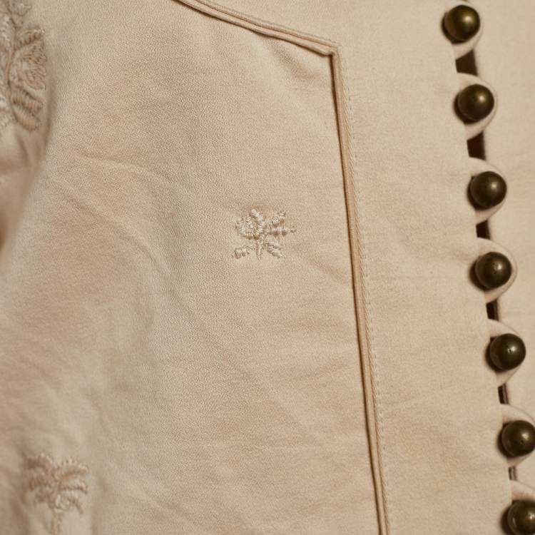Pre Owned Chloe Beige Cotton Embroidered Button Front Top L