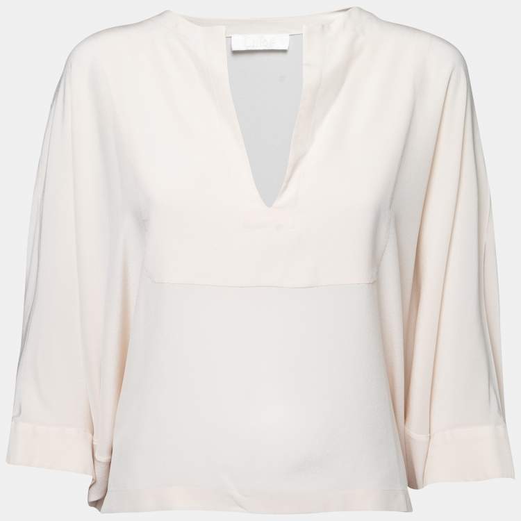 مملوكة مسبقًا Chloe Light Beige Silk Blouse L