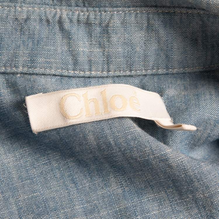 مملوكة مسبقًا Chloe Paloma Blue Chambray Tie-Front Shirt S
