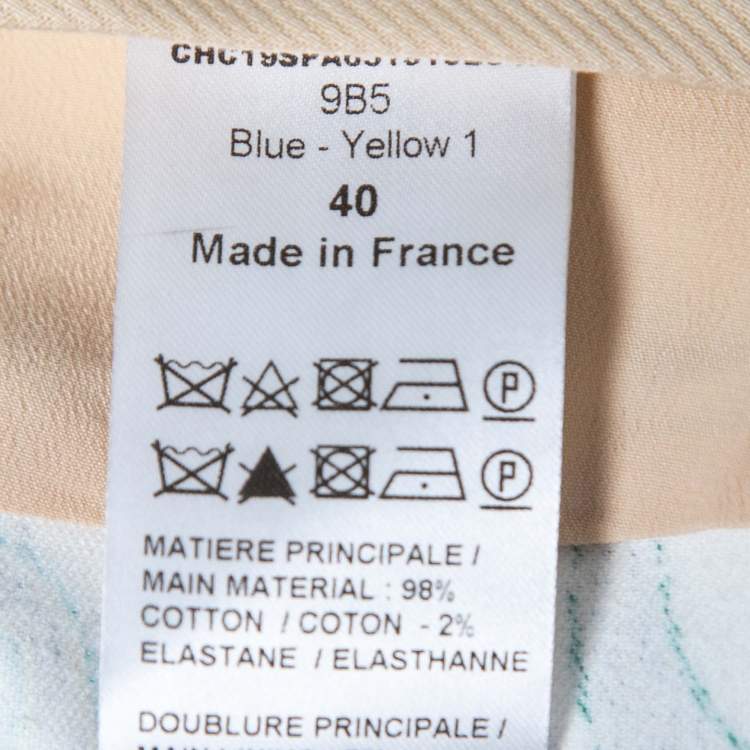 Pre Owned Chloe Beige Paisley Print Velvet Classic Straight Trousers M Waist 29" 