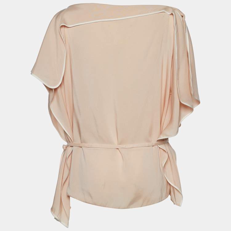 Pre Owned Chloe Bliss Pink Silk Blend Belted Kaftan Blouse M