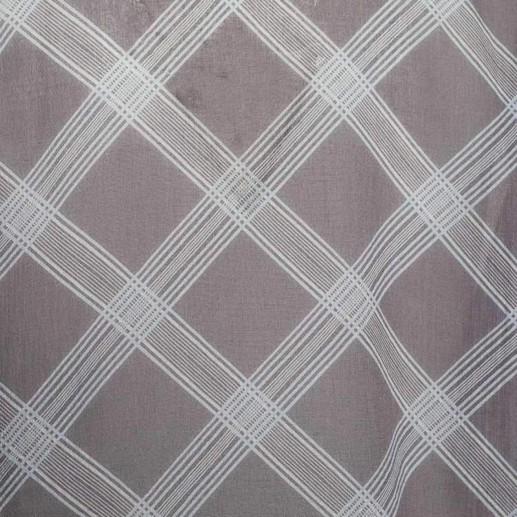 Pre Owned Chloe Grey Check Print Cotton Ruffle Detail Oversized Blouse L