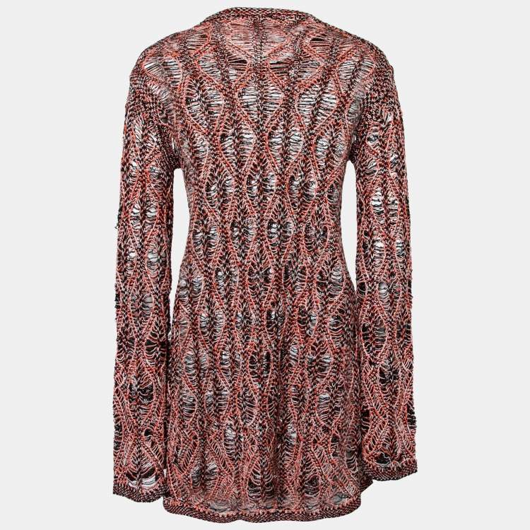 Pre Owned Chloe Orange Multicolor Knit Mini Dress S
