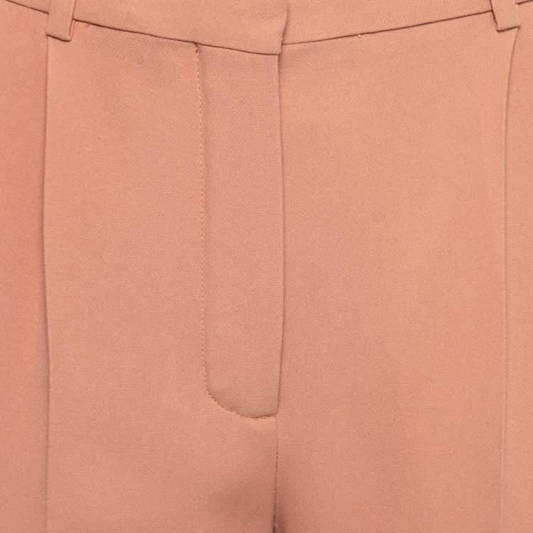 Pre Owned Chloe Light Brown Crepe Straight Leg Trousers M