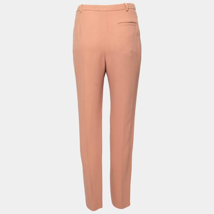 Pre Owned Chloe Light Brown Crepe Straight Leg Trousers M