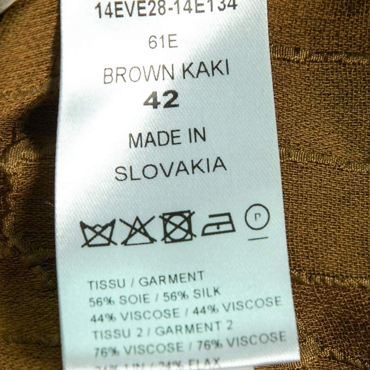 Pre Owned Chloe Olive Green Textured Silk & Linen Open Jacket L  