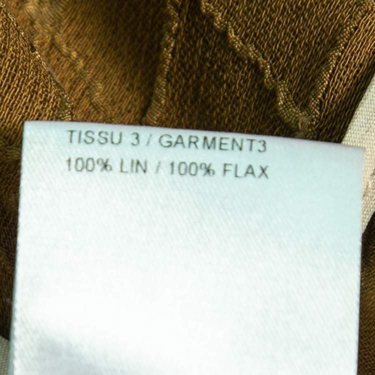 Pre Owned Chloe Olive Green Textured Silk & Linen Open Jacket L  
