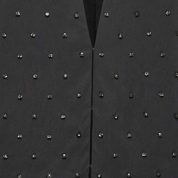 Pre Owned Chloe Grey Rhinestone-Embellished Silk Jacket M