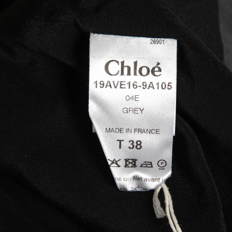 Pre Owned Chloe Grey Rhinestone-Embellished Silk Jacket M