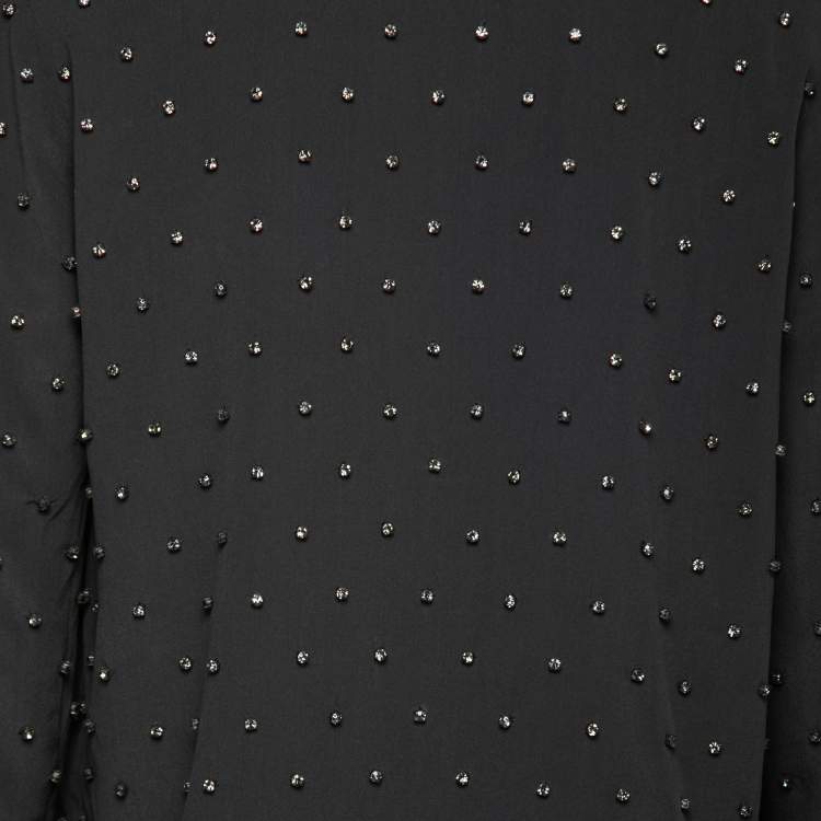 Pre Owned Chloe Grey Rhinestone-Embellished Silk Jacket M