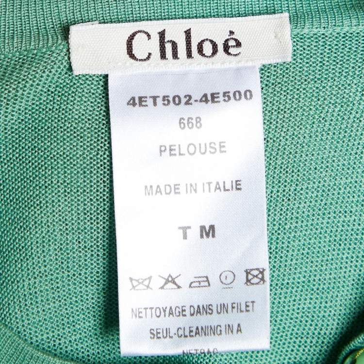 مملوكة مسبقًا Chloe Vintage Green Cotton Knit Bead Detail Coverup M
