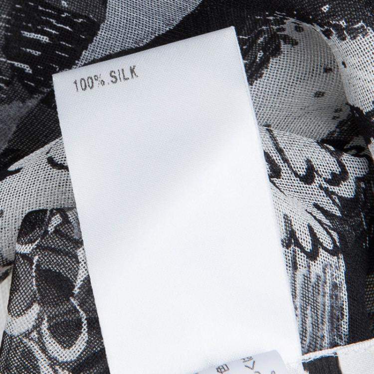 Pre Owned Chloe Monochrome Printed Sheer Chiffon Short Sleeve Blouse S