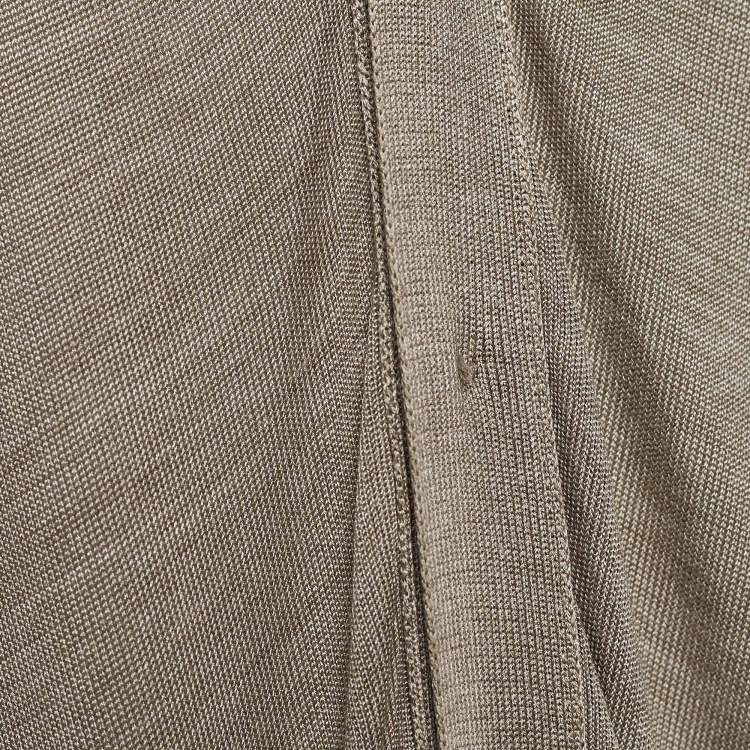 Pre Owned Chloé Beige Gris Silk Knit Concealed Button Cardigan M