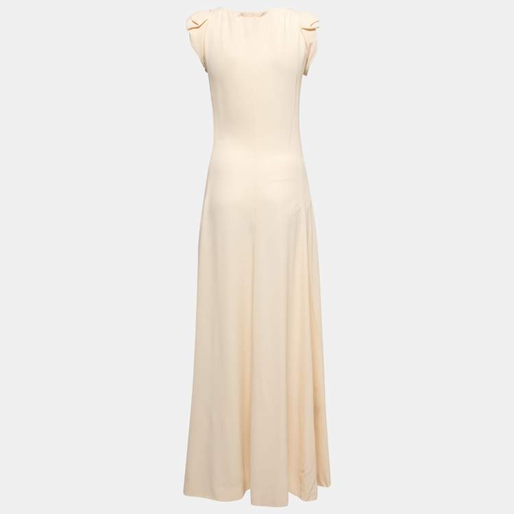 Pre Owned Chloe Pale Peach Crepe Button Detail Maxi Dress M