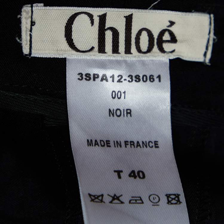 Pre Owned Chloe Black Wool Striped Flared Trousers S