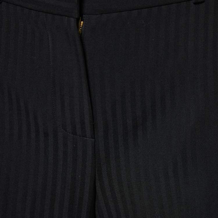 Pre Owned Chloe Black Wool Striped Flared Trousers S