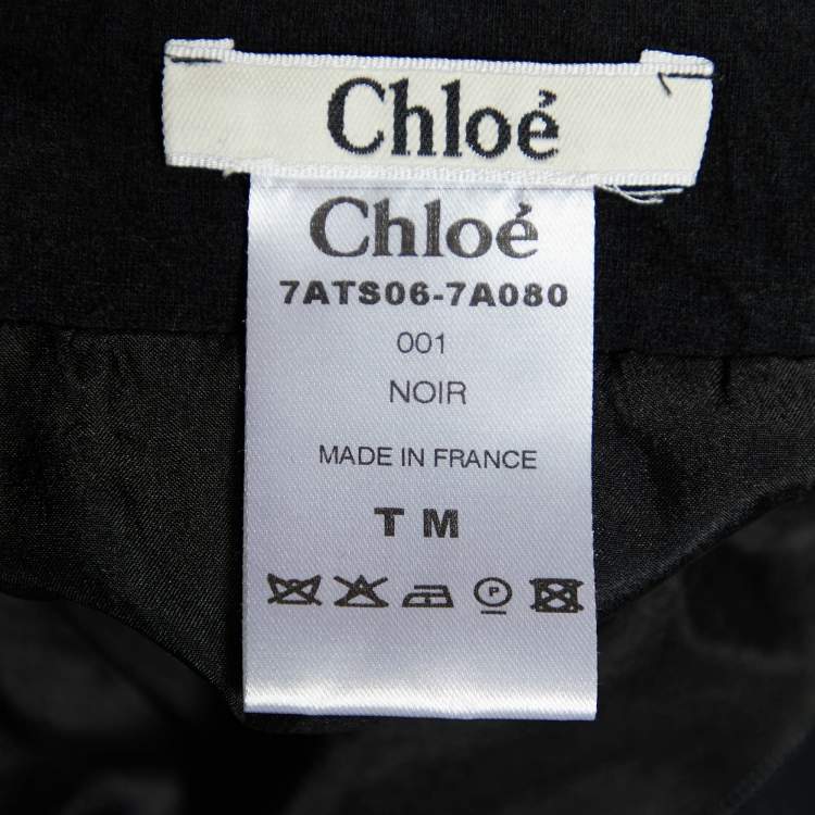 Pre Owned Chloe Black Wool & Cotton Pleated Detail Maxi Skirt M