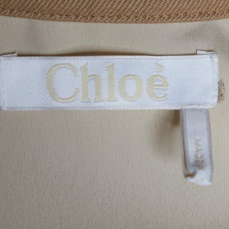 Pre Owned Chloe Brown Wool & Cotton Cargo Jumpsuit M
