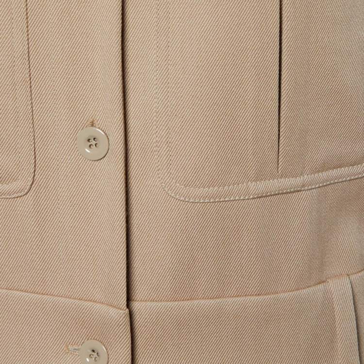 Pre Owned Chloe Brown Wool & Cotton Cargo Jumpsuit M