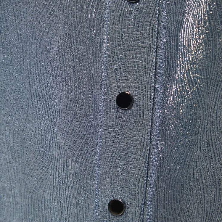 Pre Owned Chloe Blue Lurex Silk Button Front Shirt M