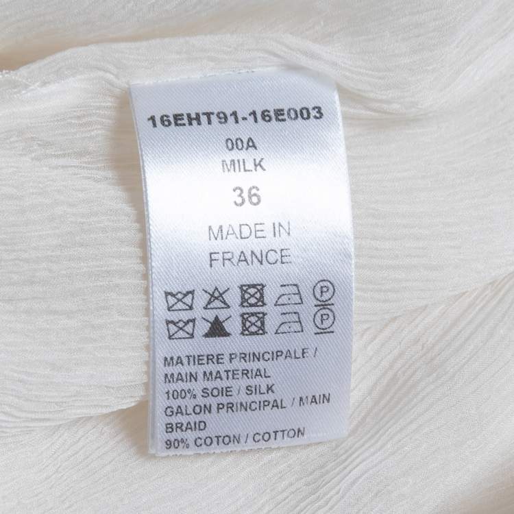 Pre Owned Chloe Light Cream Chiffon Silk Braid Trimmed Blouse S