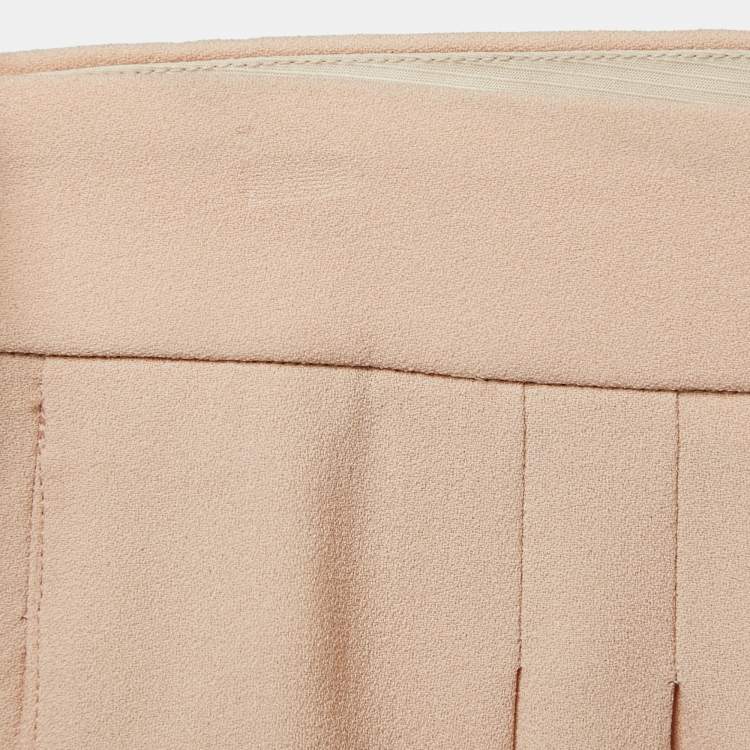 Pre Owned Chloe Beige Crepe Front Pleated Trousers M