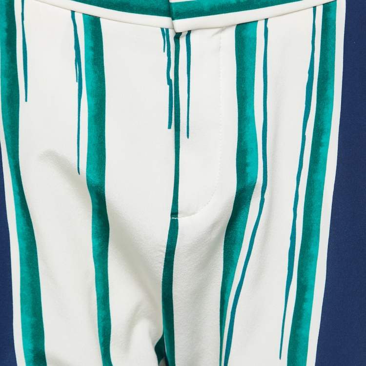 Pre Owned Chloe Multicolor Striped Silk Wide Leg Pants M